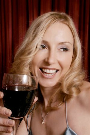 Happy girl with glass of wine Stock Photo - Budget Royalty-Free & Subscription, Code: 400-06131951