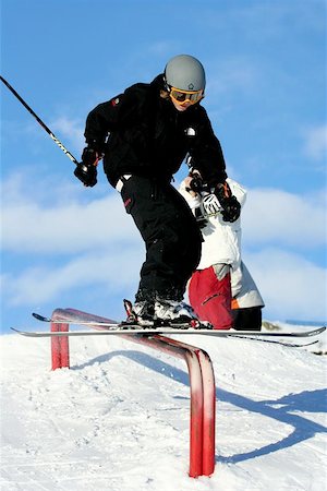 simsearch:400-06133858,k - A skier sliding down a rail. Stock Photo - Budget Royalty-Free & Subscription, Code: 400-06132392
