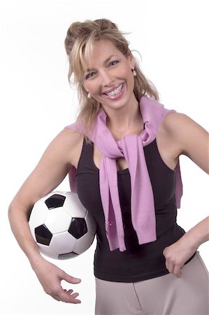 female soccer in suits business - Happy mom in studio with soccer ball Stock Photo - Budget Royalty-Free & Subscription, Code: 400-06132546