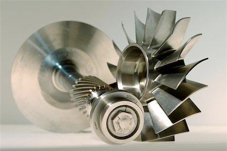 precision engineered turbines with a gray background Stock Photo - Budget Royalty-Free & Subscription, Code: 400-06132643