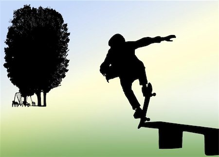 swing bench - Skateboarding silhouette on three color gradient background. Stock Photo - Budget Royalty-Free & Subscription, Code: 400-06133656
