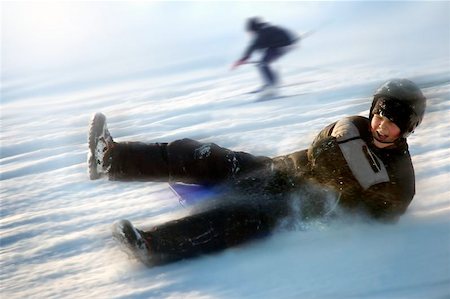 santa claus ski - Boy on sled Stock Photo - Budget Royalty-Free & Subscription, Code: 400-06133837