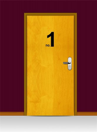 yellow wooden door with number one Stock Photo - Budget Royalty-Free & Subscription, Code: 400-06140476