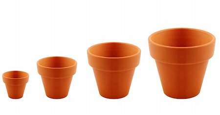 simsearch:400-08252596,k - set of clay garden pot isolated on white background. Photographie de stock - Aubaine LD & Abonnement, Code: 400-06140478