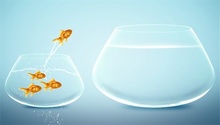 simsearch:400-06080242,k - goldfish  jumping to Big bowl, Good Concept for new life, Big Opprtunity, Ambition and challenge concept. Stock Photo - Budget Royalty-Free & Subscription, Code: 400-06140482