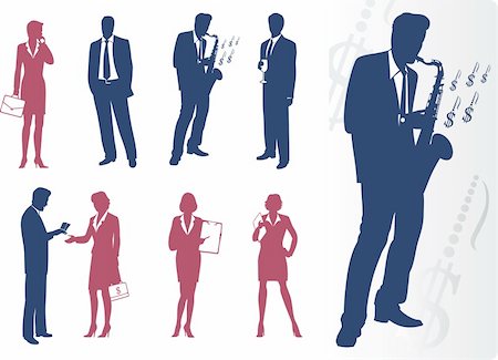 Businessmen and businesswomen silhouettes isolated on white background Stock Photo - Budget Royalty-Free & Subscription, Code: 400-06140512
