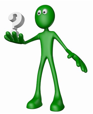simsearch:400-04665113,k - green guy and question mark - 3d illustration Stock Photo - Budget Royalty-Free & Subscription, Code: 400-06140619