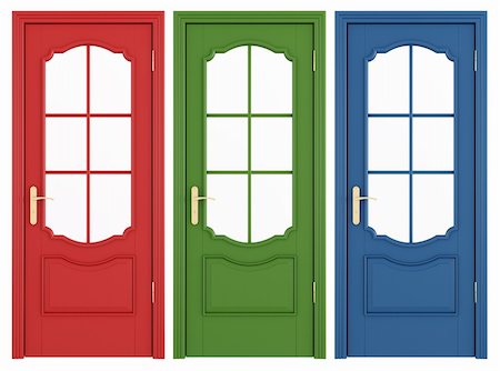 door isolated - red green and blue classic doors isolated on white - rendering Stock Photo - Budget Royalty-Free & Subscription, Code: 400-06140627