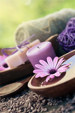 spa background - Spa and wellness setting with natural soap, candles and towel. Violet dayspa nature set dayspa nature set Stock Photo - Budget Royalty-Free & Subscription, Code: 400-06140976