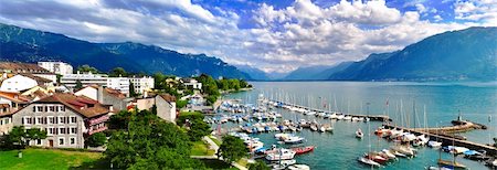 swiss panorama - High angle panorama of swiss lake Leman Stock Photo - Budget Royalty-Free & Subscription, Code: 400-06141071