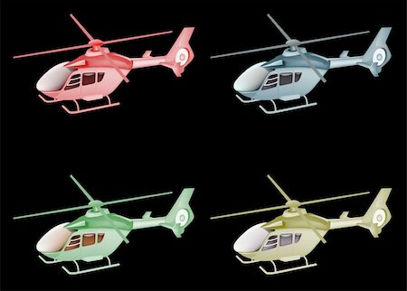 patient shadow - illustration of four helicopter isolated on black Stock Photo - Budget Royalty-Free & Subscription, Code: 400-06141458