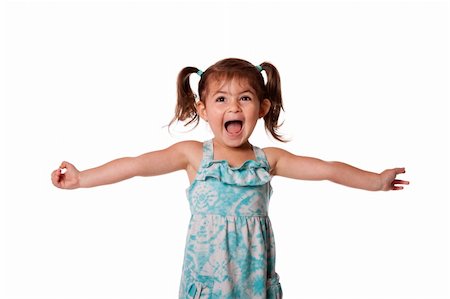 Cute beautiful funny ecstatic happy little toddler girl celebrating with open arms, isolated. Stock Photo - Budget Royalty-Free & Subscription, Code: 400-06141534