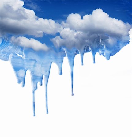 dripping paint - Painted blue sky dripping paint clouds fantasy background Stock Photo - Budget Royalty-Free & Subscription, Code: 400-06141696