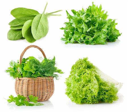 set fresh leaves herbs isolated on white background Stock Photo - Budget Royalty-Free & Subscription, Code: 400-06141812