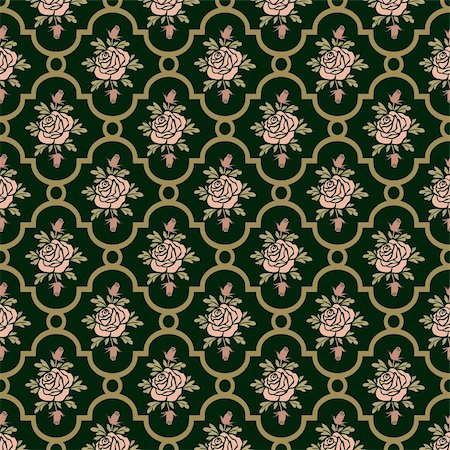 elakwasniewski (artist) - Vector roses seamless pattern on green, repeating design, full scalable vector graphic for easy editing and color change, included Eps v8 and 300 dpi JPG Foto de stock - Super Valor sin royalties y Suscripción, Código: 400-06142272