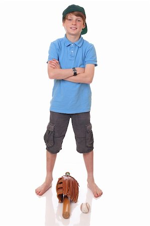 simsearch:400-04758470,k - Portrait of a standing young baseball player on white background Foto de stock - Royalty-Free Super Valor e Assinatura, Número: 400-06142318