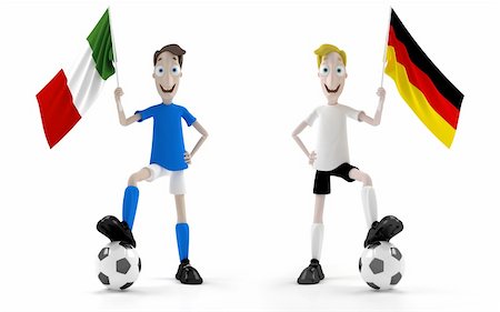 flag of south africa - Italian and german smiling cartoon style soccer player with ball and flag Stock Photo - Budget Royalty-Free & Subscription, Code: 400-06142386