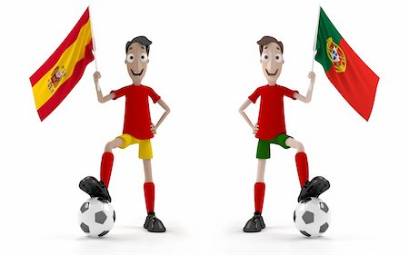 simsearch:400-04691397,k - Spanish and Portuguese Smiling cartoon style soccer player with ball and Spain flag Stock Photo - Budget Royalty-Free & Subscription, Code: 400-06142387