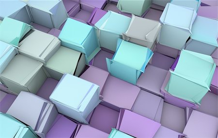 painter palette photography - shattered blue and purple 3d cubes Stock Photo - Budget Royalty-Free & Subscription, Code: 400-06142556