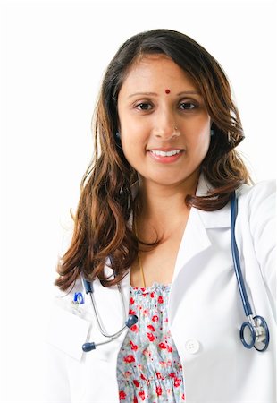 30s mid adult Asian Indian female doctor portrait on white background Stock Photo - Budget Royalty-Free & Subscription, Code: 400-06142844