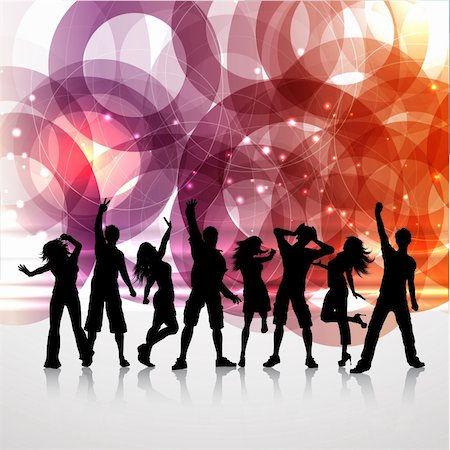 silhouettes of people dancing on an abstract background Stock Photo - Budget Royalty-Free & Subscription, Code: 400-06142977