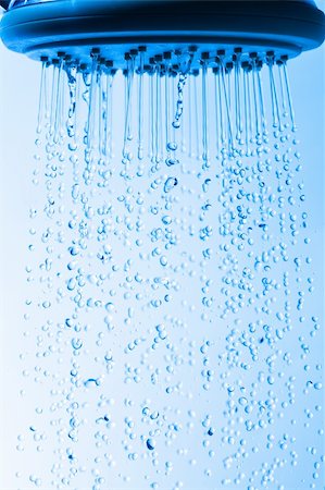 Shower Head with Droplet Water, Blue background Stock Photo - Budget Royalty-Free & Subscription, Code: 400-06143178
