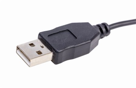 simsearch:400-04034560,k - Computer USB cable plug on a white background Stock Photo - Budget Royalty-Free & Subscription, Code: 400-06143288
