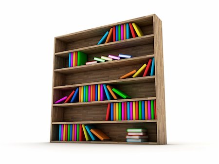 Illustration of a bookcase with a books different colour Stock Photo - Budget Royalty-Free & Subscription, Code: 400-06174029