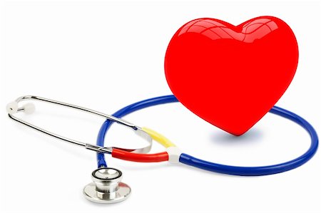 simsearch:400-08784692,k - Stethoscope with heart on a white background Stock Photo - Budget Royalty-Free & Subscription, Code: 400-06174048