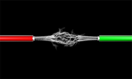 electric spark - Illustration of two electric wires against a dark background Stock Photo - Budget Royalty-Free & Subscription, Code: 400-06174194