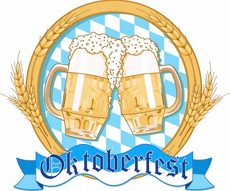 Oktoberfest  label design with beer glasses Stock Photo - Budget Royalty-Free & Subscription, Code: 400-06174362
