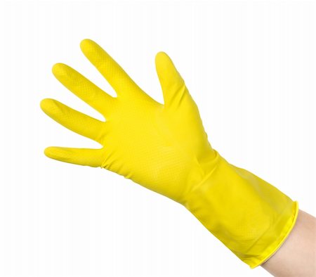 rubber hand gloves - Yellow cleaning glove against isolated on white background Stock Photo - Budget Royalty-Free & Subscription, Code: 400-06174523