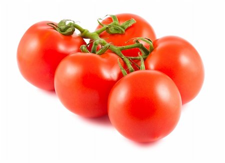 simsearch:400-06138091,k - Five red tomatoes on the branch isolated over white background Foto de stock - Super Valor sin royalties y Suscripción, Código: 400-06174701