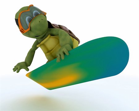 3D render of a tortoise riding a snowboard Stock Photo - Budget Royalty-Free & Subscription, Code: 400-06174878