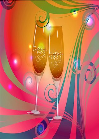 Toast champagne wine colored lights in the background. Stock Photo - Budget Royalty-Free & Subscription, Code: 400-06174989