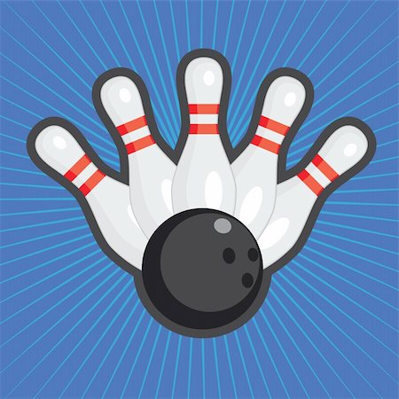 Five bowling skittles and ball on the colored abstract background. Also available as a Vector in Adobe illustrator EPS 8 format, compressed in a zip file. Foto de stock - Royalty-Free Super Valor e Assinatura, Número: 400-06175049