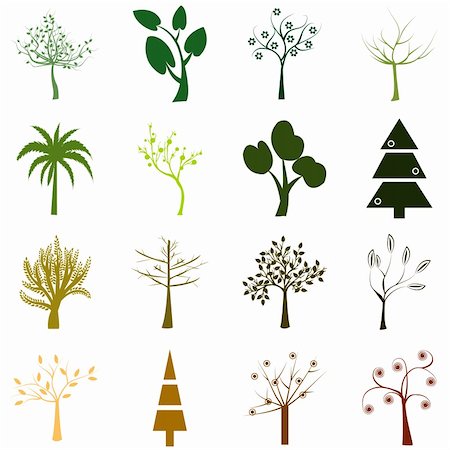 Set of trees isolated over white background Stock Photo - Budget Royalty-Free & Subscription, Code: 400-06175505
