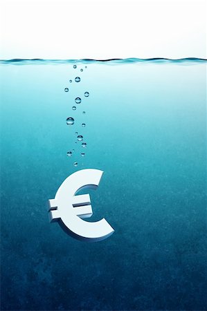 sinking euro symbol, 3d render Stock Photo - Budget Royalty-Free & Subscription, Code: 400-06175683