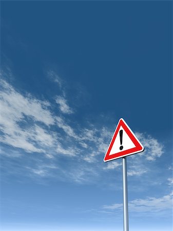 simsearch:400-04480527,k - warning roadsign under cloudy blue sky - 3d illustration Stock Photo - Budget Royalty-Free & Subscription, Code: 400-06176742