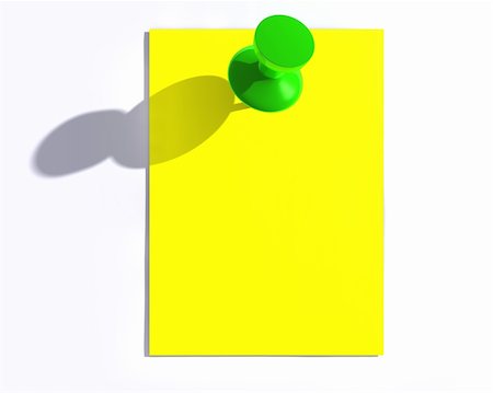 simsearch:400-07091159,k - Yellow note paper and a glossy push pin with shadow. Foto de stock - Royalty-Free Super Valor e Assinatura, Número: 400-06176751