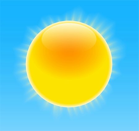 simsearch:400-06069285,k - Glossy sun with nice rays on blue sky. Vector illustration Stock Photo - Budget Royalty-Free & Subscription, Code: 400-06176785