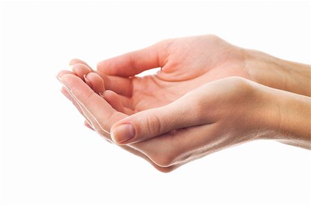 female hands holding or giving something isolated on white Stockbilder - Microstock & Abonnement, Bildnummer: 400-06177010