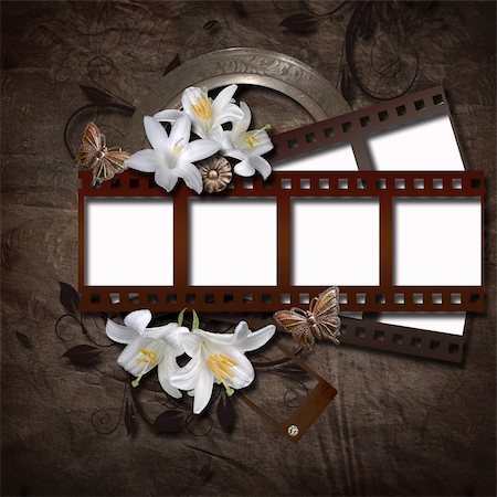 family portraits in frames - Vintage background with photo-frame and film strip Stock Photo - Budget Royalty-Free & Subscription, Code: 400-06177170