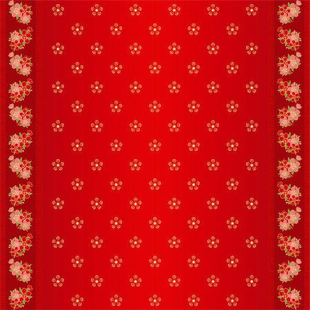 Oriental Chinese New Year cherry blossom seamless pattern and ornate frame Photographie de stock - Aubaine LD & Abonnement, Code: 400-06177286