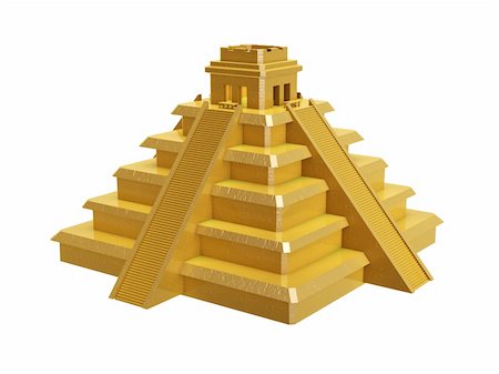 simsearch:400-04705388,k - golden mayan pyramid isolated on white background Photographie de stock - Aubaine LD & Abonnement, Code: 400-06177308