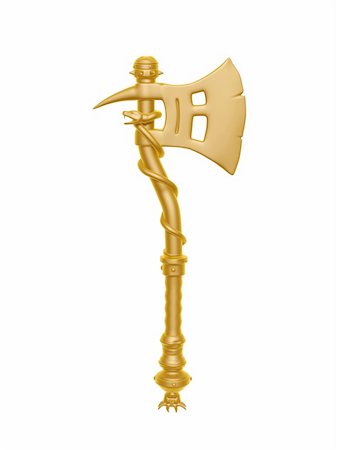 golden fantasy axe isolated on white background Stock Photo - Budget Royalty-Free & Subscription, Code: 400-06177302