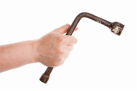 simsearch:400-05208356,k - Hand with a old wrench isolated on white Foto de stock - Super Valor sin royalties y Suscripción, Código: 400-06177430