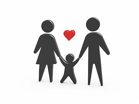 family symbol - golden family symbol of mother father and kid on white background Stock Photo - Budget Royalty-Free & Subscription, Code: 400-06177460