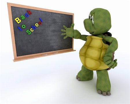 simsearch:400-06178203,k - 3D render of a tortoise with school chalk board Stockbilder - Microstock & Abonnement, Bildnummer: 400-06178187