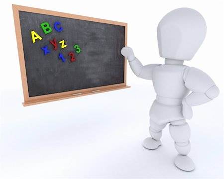 simsearch:400-06178203,k - 3D render of a man with school chalk board back to school Stockbilder - Microstock & Abonnement, Bildnummer: 400-06178203